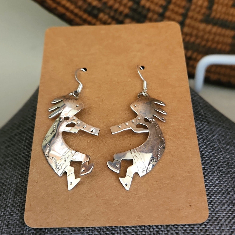 Adorable Native American Navajo Sterling Kokopelli Earrings